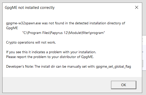 gpgme not installed