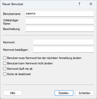 Neuer Benutzer